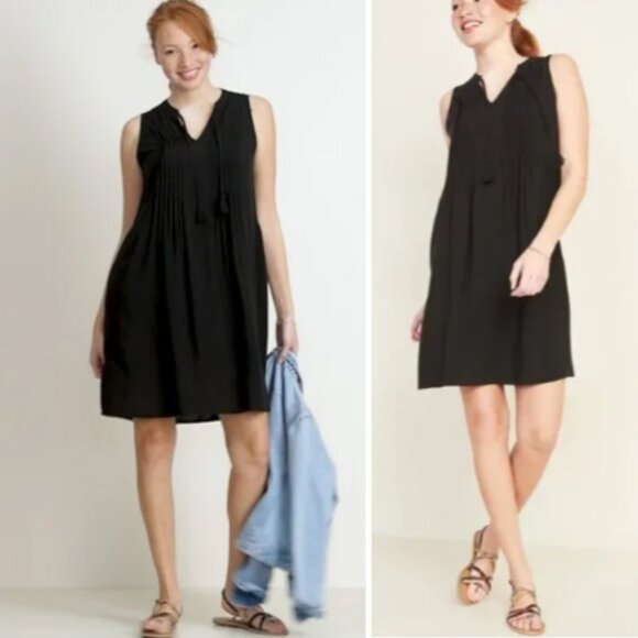 Old Navy - Sleeveless Pintuck Tie Neck Swing Dress 144650 | Small | Black - Picture 13 of 13